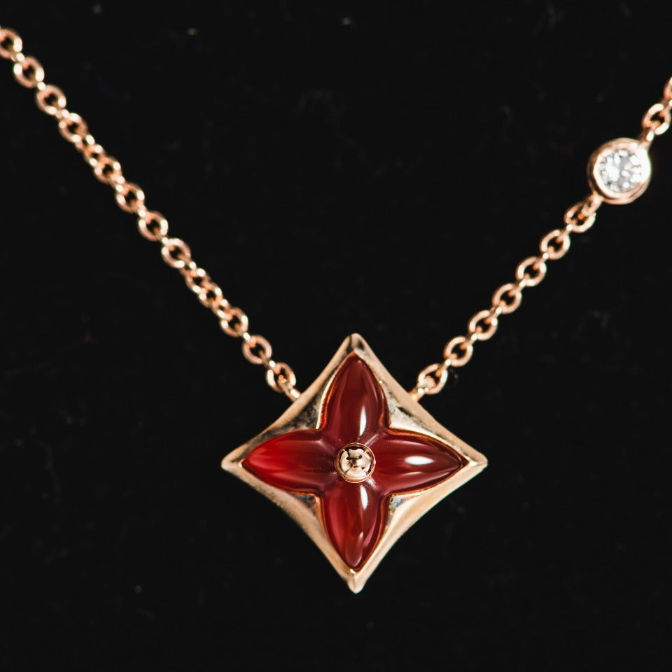 [CiCi]STAR NECKLACE PINK GOLD 1 DIAMOND