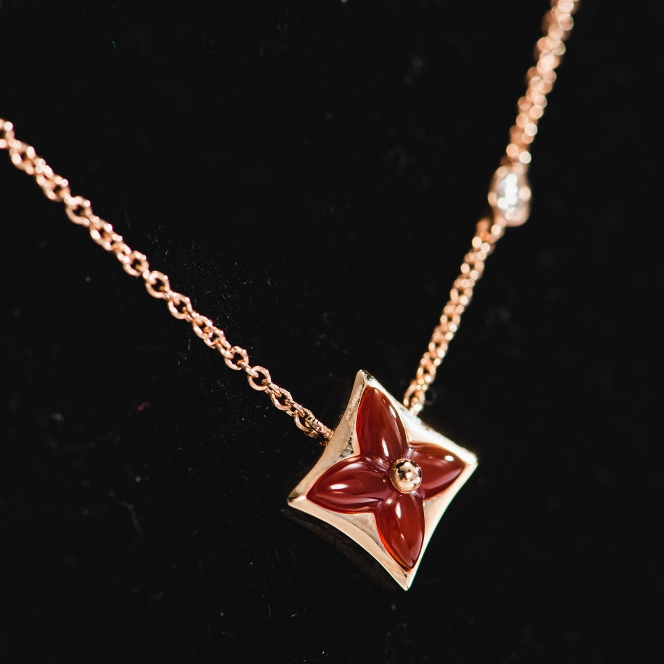 [CiCi]STAR NECKLACE PINK GOLD 1 DIAMOND