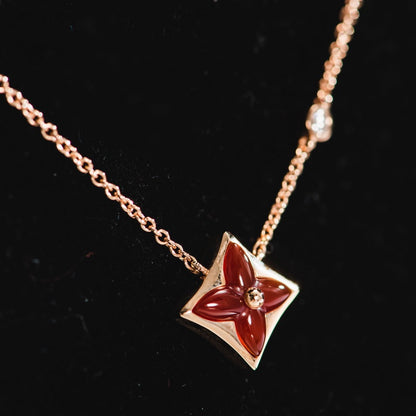 [CiCi]STAR NECKLACE PINK GOLD 1 DIAMOND
