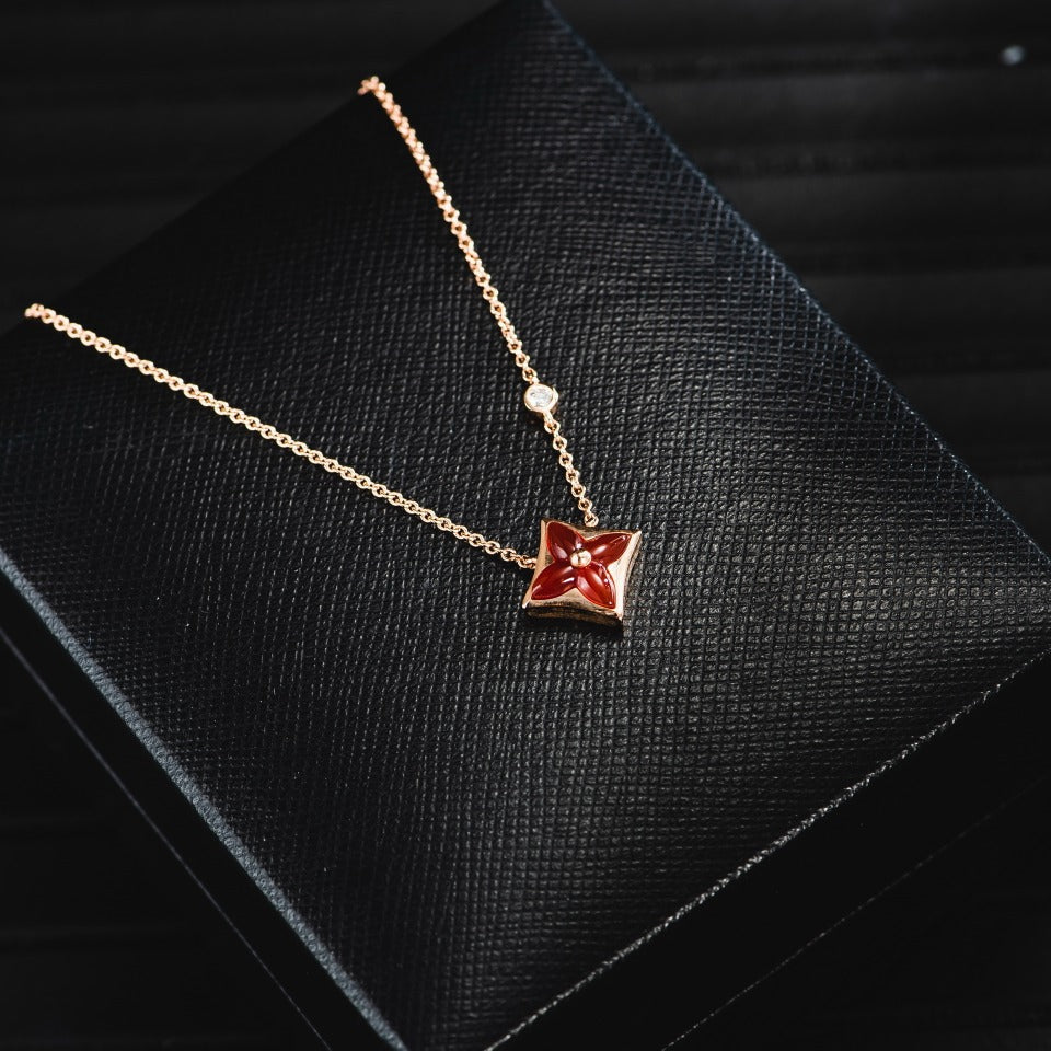 [CiCi]STAR NECKLACE PINK GOLD 1 DIAMOND