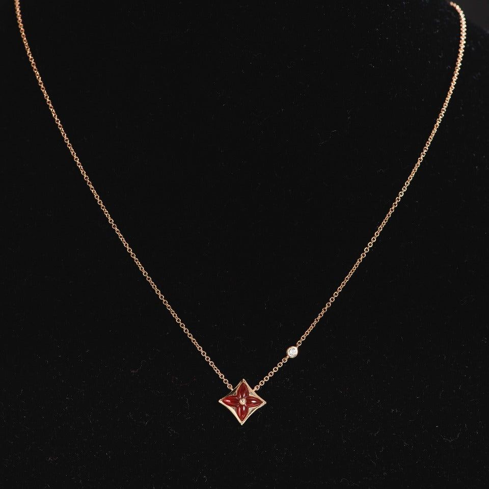 [CiCi]STAR NECKLACE PINK GOLD 1 DIAMOND