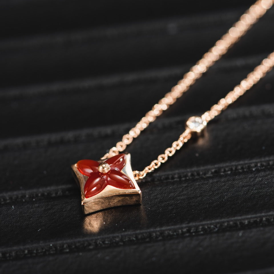 [CiCi]STAR NECKLACE PINK GOLD 1 DIAMOND