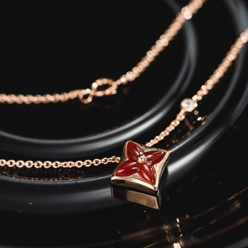 [CiCi]STAR NECKLACE PINK GOLD 1 DIAMOND