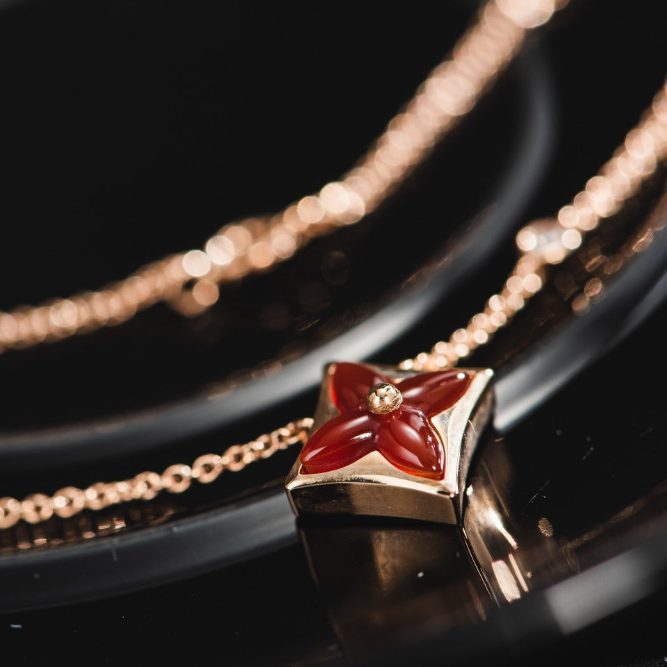 [CiCi]STAR NECKLACE PINK GOLD 1 DIAMOND