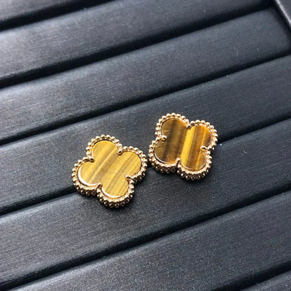 [CiCi]CLOVER MEDIUM 1 MOTIFS TIGER EYE EARRINGS