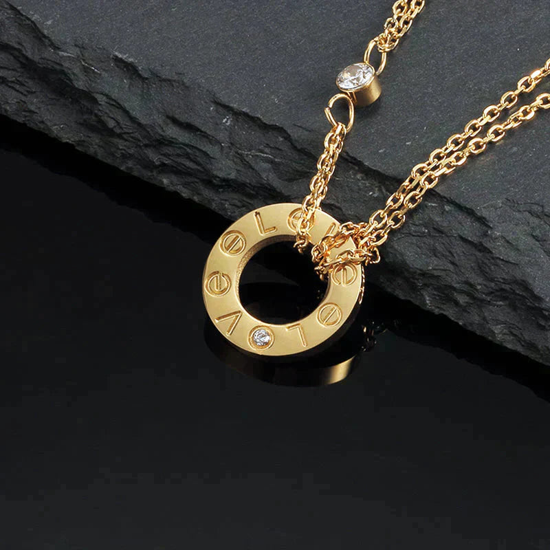 [CiCi]LOVE NECKLACE 16MM 2 DIAMONDS