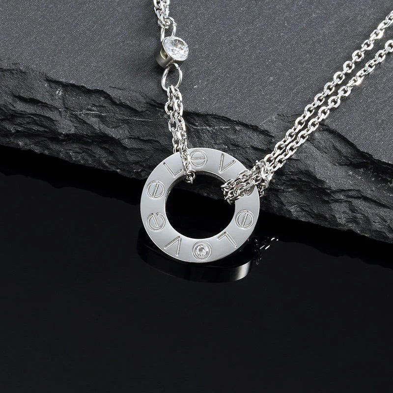 [CiCi]LOVE NECKLACE 16MM 2 DIAMONDS