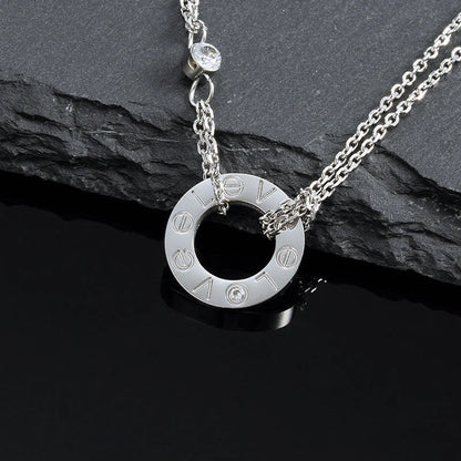 [CiCi]LOVE NECKLACE 16MM 2 DIAMONDS