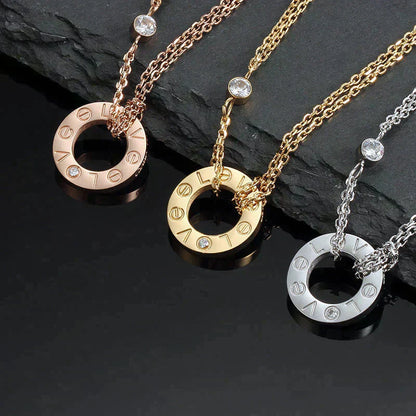 [CiCi]LOVE NECKLACE 16MM 2 DIAMONDS