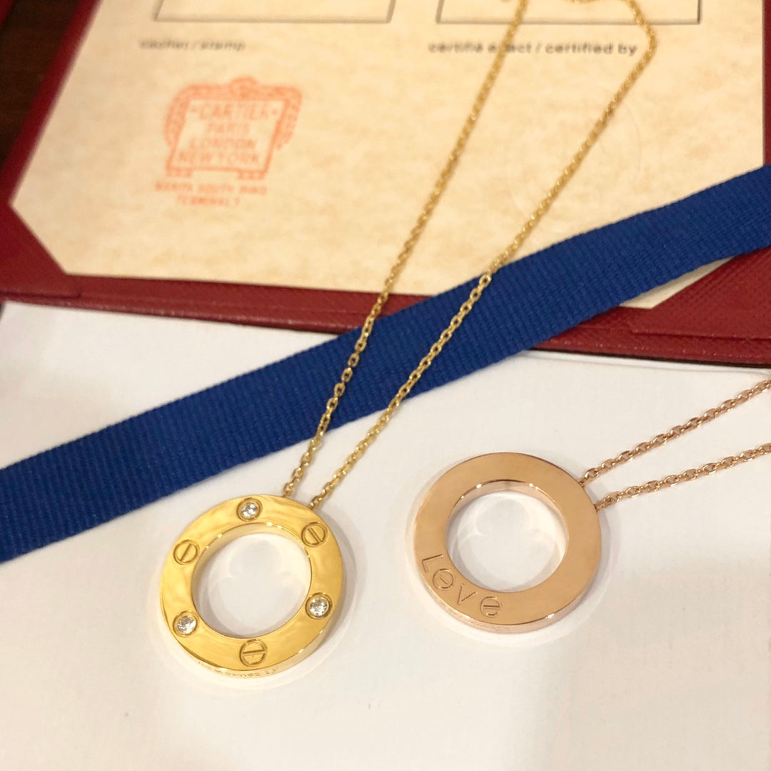 [CiCi]LOVE NECKLACE 16MM 3 DIAMONDS
