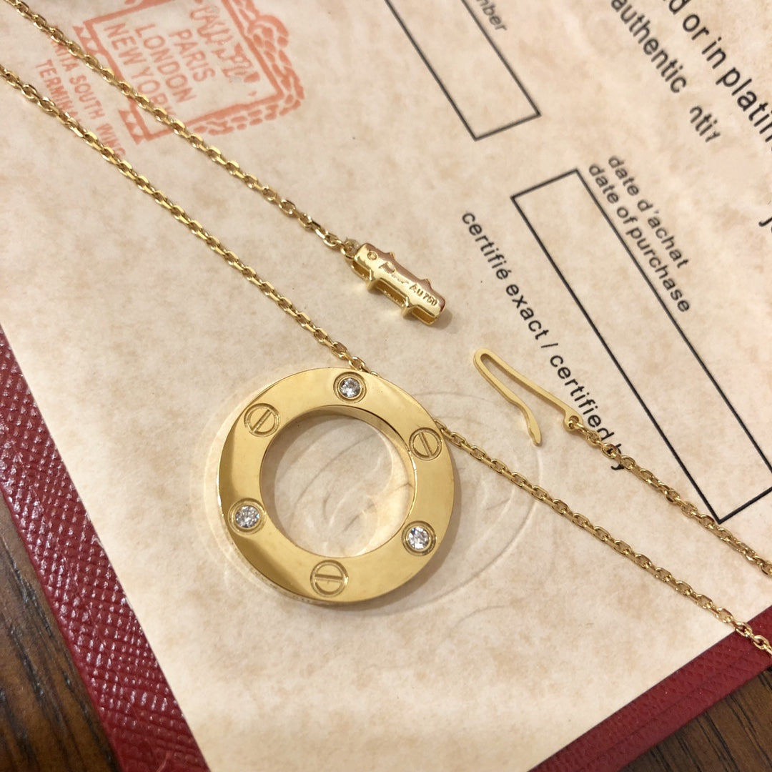 [CiCi]LOVE NECKLACE 16MM 3 DIAMONDS