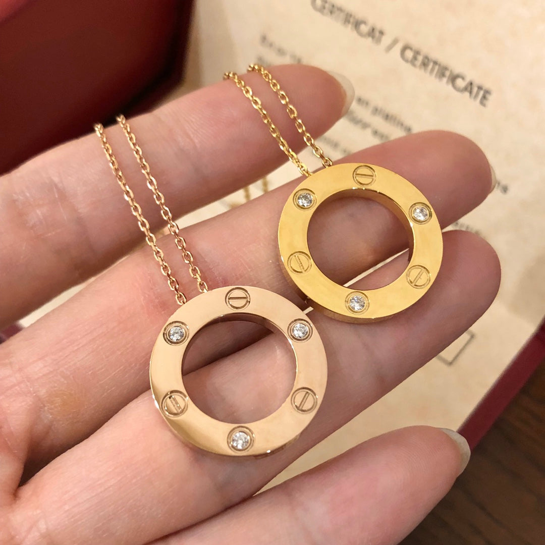 [CiCi]LOVE NECKLACE 16MM 3 DIAMONDS