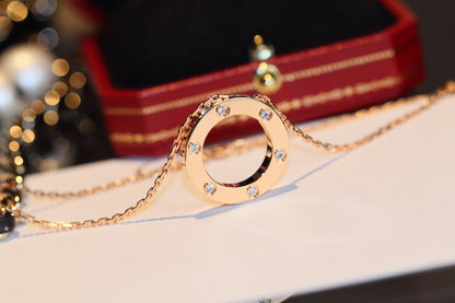 [CiCi]LOVE NECKLACE 16MM 6 DIAMONDS PINK GOLD