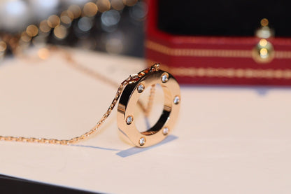 [CiCi]LOVE NECKLACE 16MM 6 DIAMONDS PINK GOLD