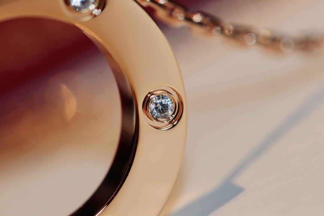 [CiCi]LOVE NECKLACE 16MM 6 DIAMONDS PINK GOLD