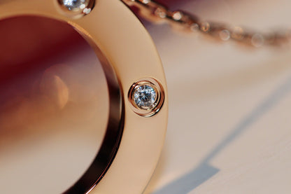 [CiCi]LOVE NECKLACE 16MM 6 DIAMONDS PINK GOLD