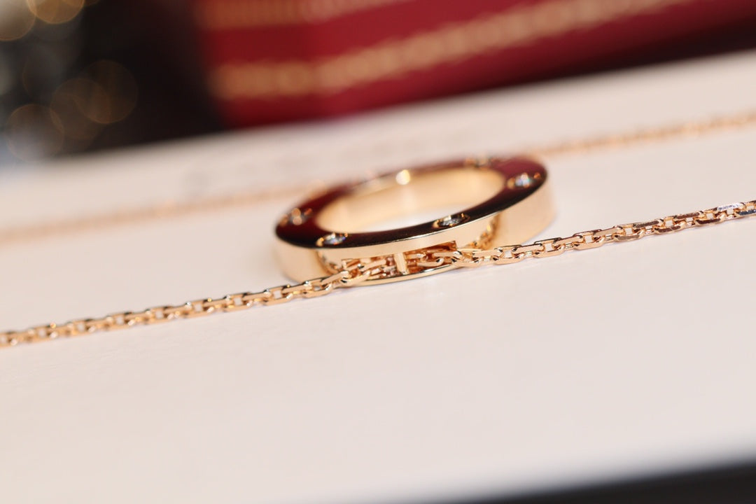 [CiCi]LOVE NECKLACE 16MM 6 DIAMONDS PINK GOLD