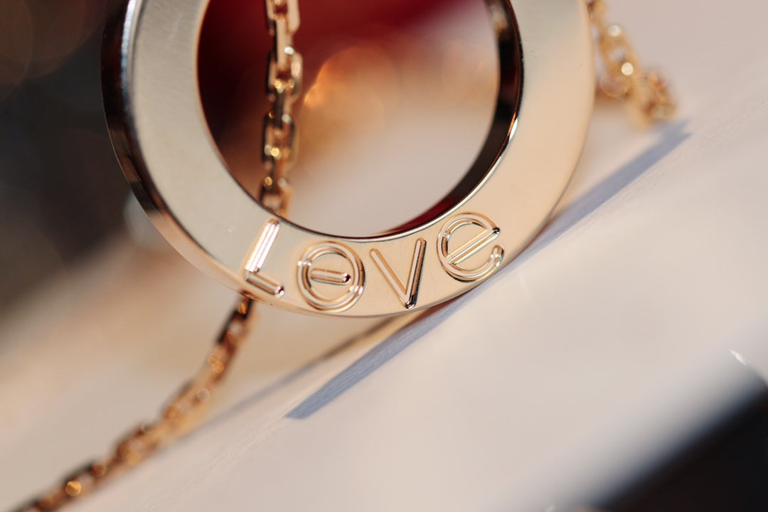 [CiCi]LOVE NECKLACE 16MM 6 DIAMONDS PINK GOLD