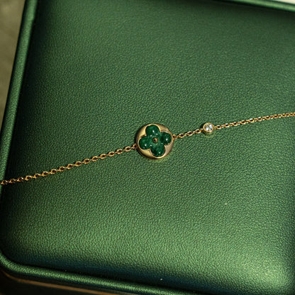 [CiCi]SUN MALACHITE 1 DIAMOND PINK GOLD BRACELET