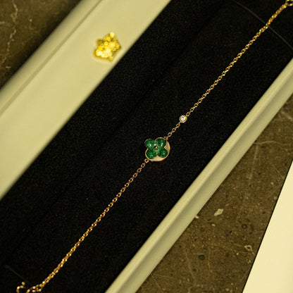 [CiCi]SUN MALACHITE 1 DIAMOND PINK GOLD BRACELET