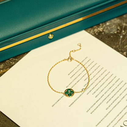 [CiCi]SUN MALACHITE 1 DIAMOND PINK GOLD BRACELET