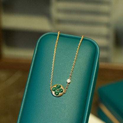 [CiCi]SUN MALACHITE 1 DIAMOND PINK GOLD BRACELET