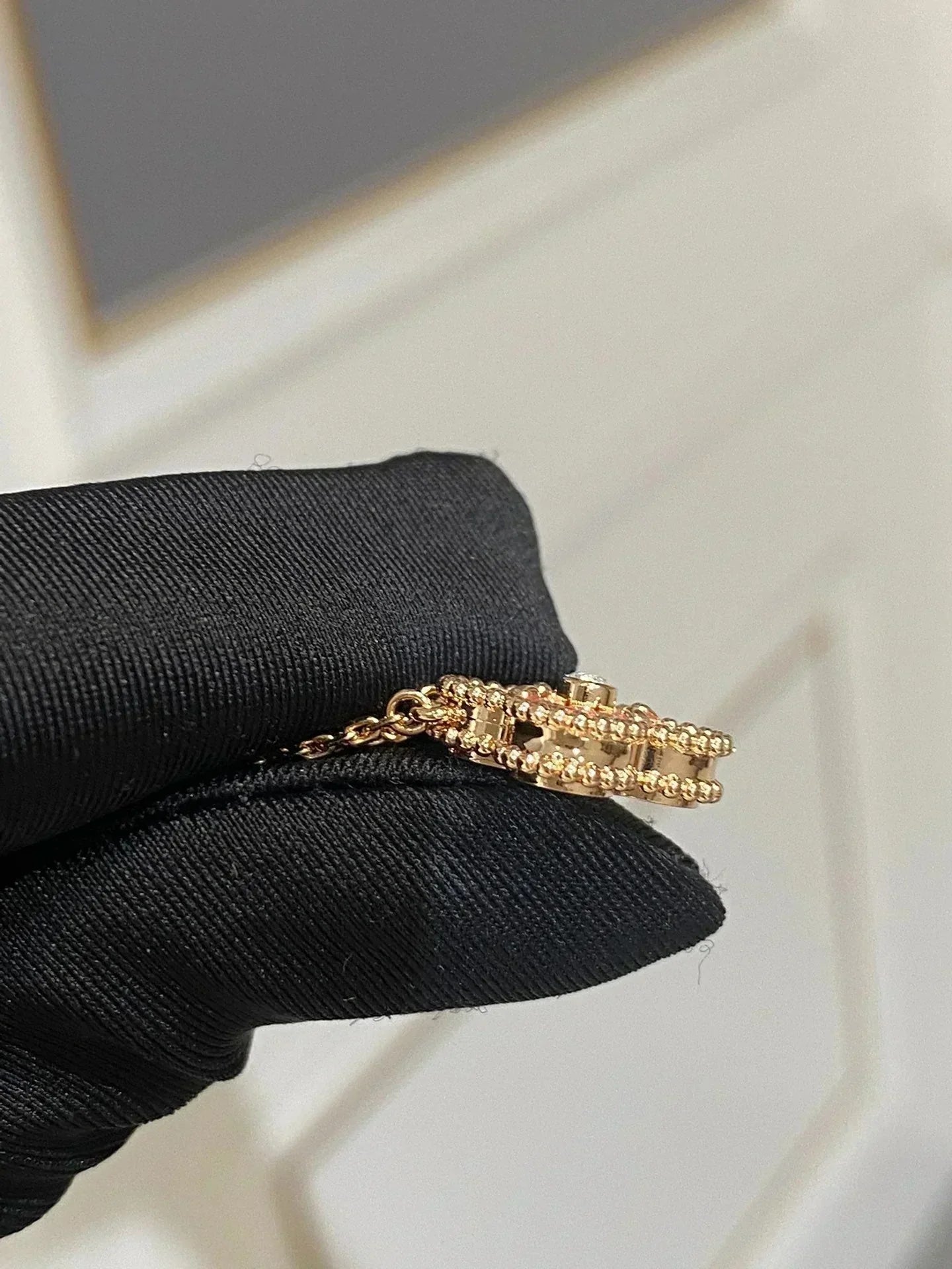 [CiCi]CLOVER 15MM DIAMANT RHODONIT HALSKETTE