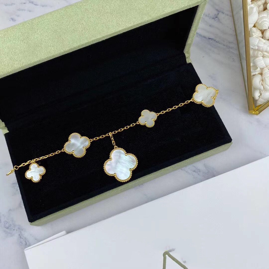 [CiCi]MAGIC CLOVER MOP GOLD BRACELET 5 MOTIFS