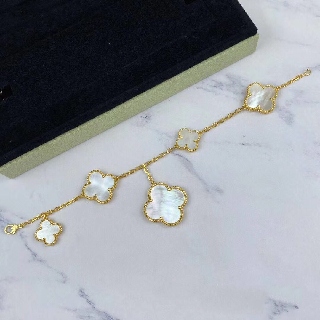 [CiCi]MAGIC CLOVER MOP GOLD BRACELET 5 MOTIFS
