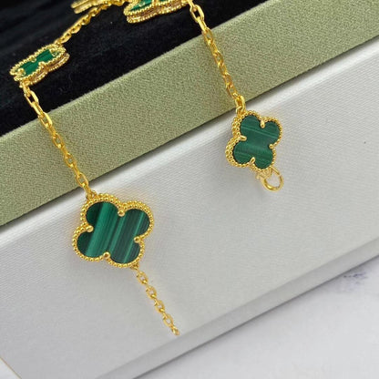 [CiCi]MAGIC CLOVER MALACHITE GOLD BRACELET 5 MOTIFS