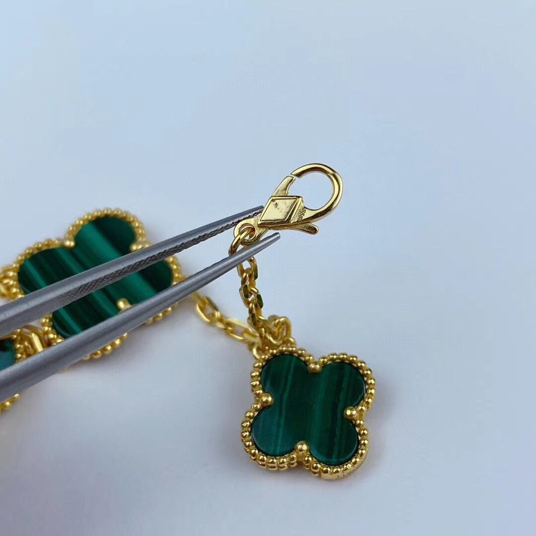[CiCi]MAGIC CLOVER MALACHITE GOLD BRACELET 5 MOTIFS