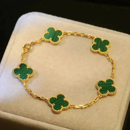 [CiCi] CLOVER 5 MOTIF MALACHITE BRACELET COLLECTION