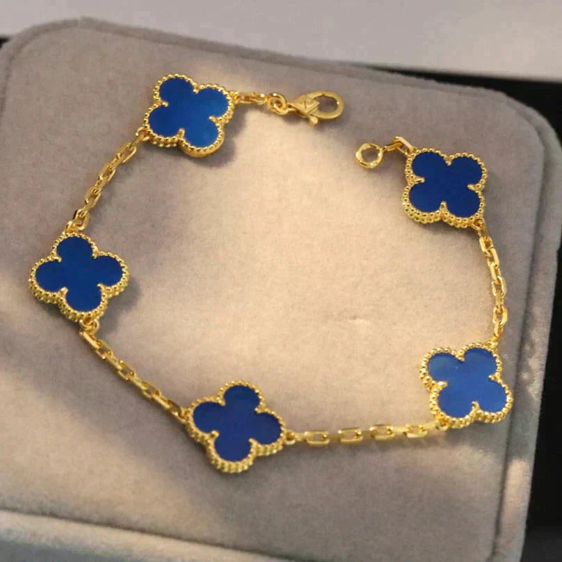 [CiCi] CLOVER 5 MOTIF BLUE AGATE BRACELET COLLECTION