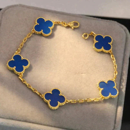 [CiCi] CLOVER 5 MOTIF BLUE AGATE BRACELET COLLECTION