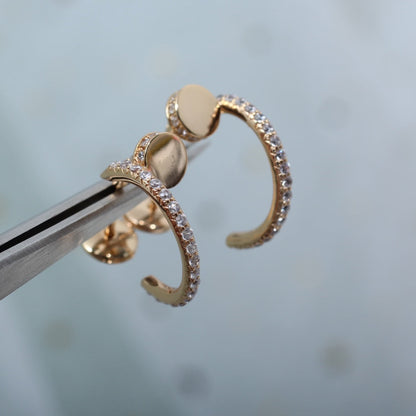 [CiCi]JUSTE EARRINGS 12.75MM PINK GOLD DIAMOND