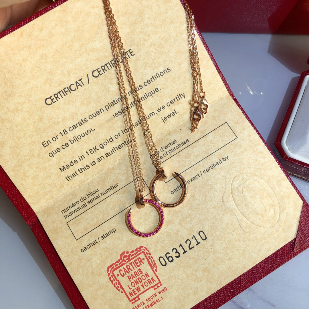 [CiCi]JUSTE NECKLACE GOLD RED DIAMONDS