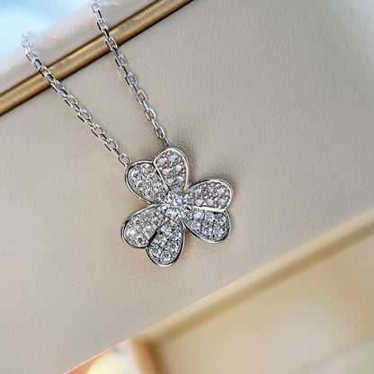 [CiCi]CLOVER DIAMOND NECKLACE SILVER