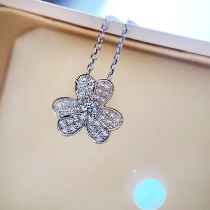 [CiCi]CLOVER DIAMOND NECKLACE SILVER