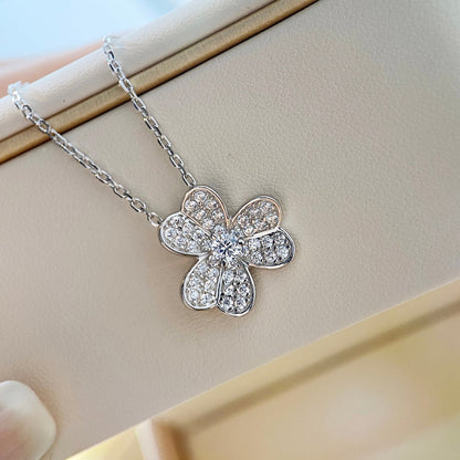 [CiCi]CLOVER DIAMOND NECKLACE SILVER