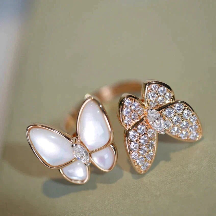 [CiCi]TWIN BUTTERFLY DIAMOND MOP RING
