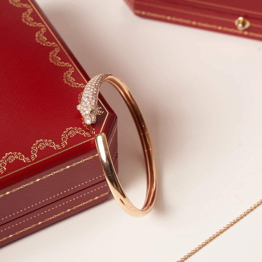 [CiCi]PANTHERE ROSE GOLD DIAMOND OPEN BRACELET