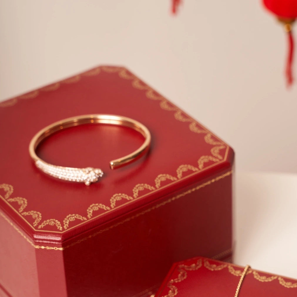 [CiCi]PANTHERE ROSE GOLD DIAMOND OPEN BRACELET