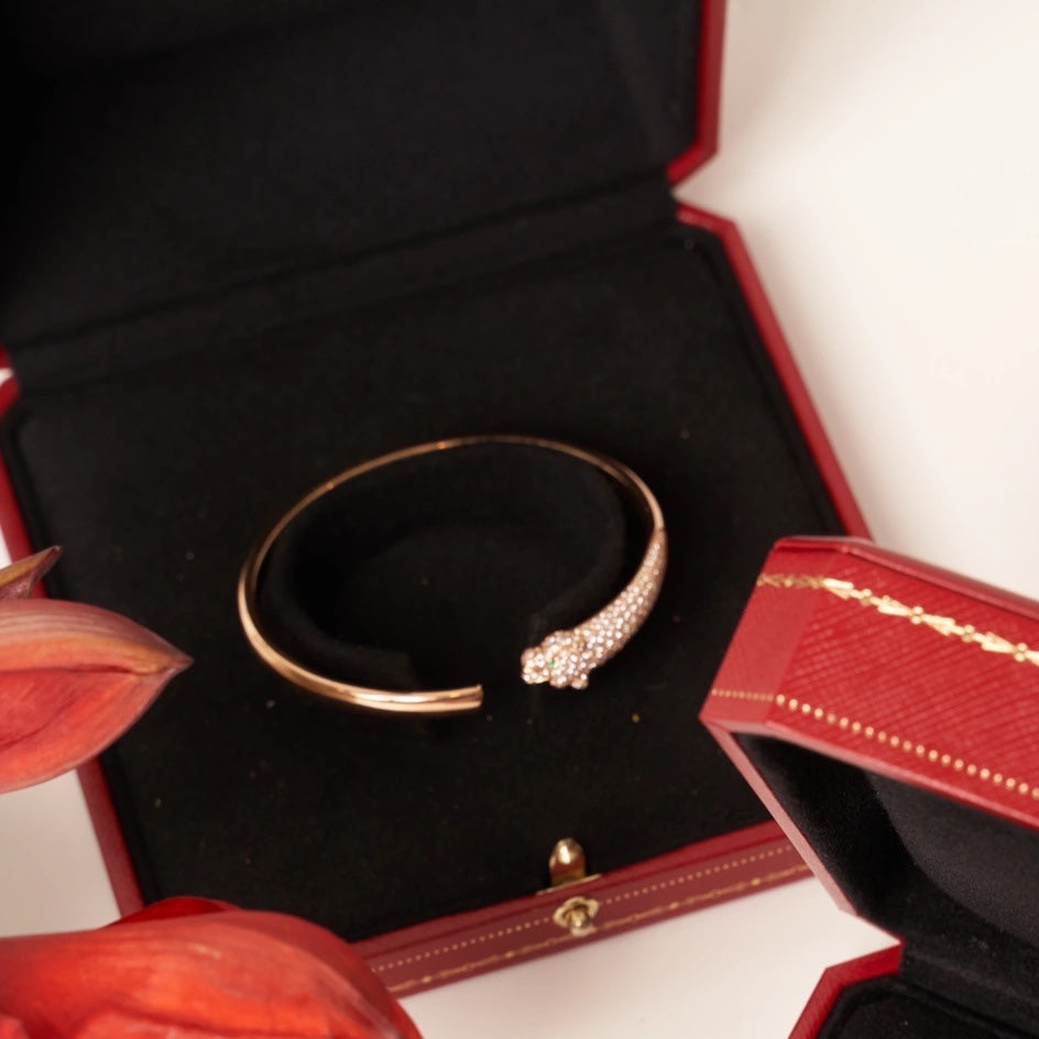 [CiCi]PANTHERE ROSE GOLD DIAMOND OPEN BRACELET
