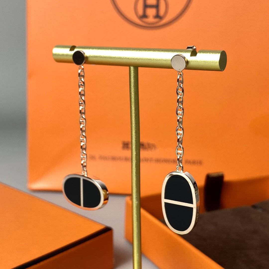 [CiCi]CHAINE VERSO BLACK CERAMIC EARRINGS