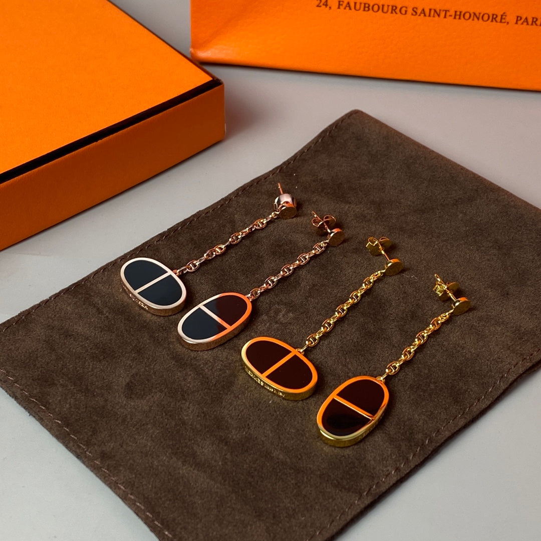 [CiCi]CHAINE VERSO BLACK CERAMIC EARRINGS