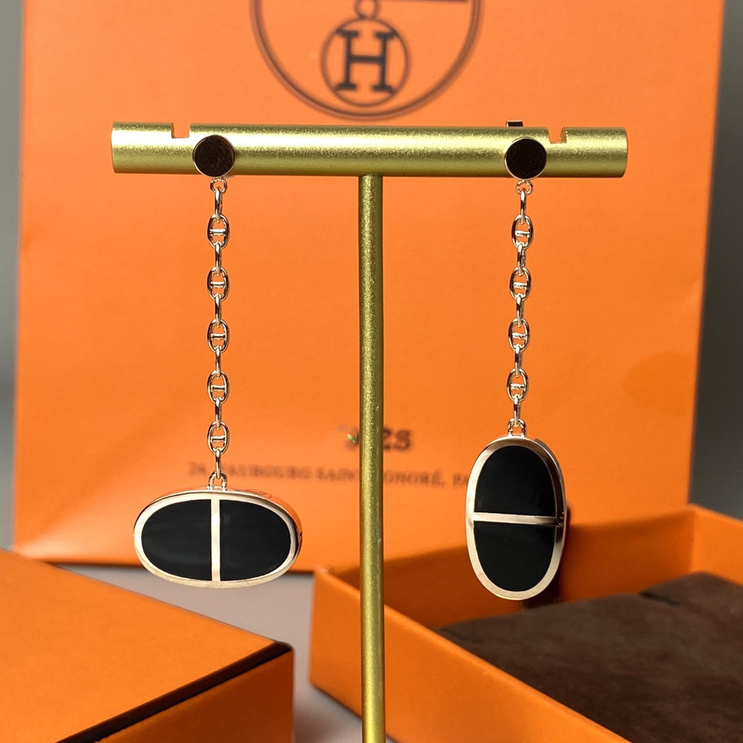 [CiCi]CHAINE VERSO BLACK CERAMIC EARRINGS