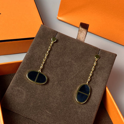 [CiCi]CHAINE VERSO BLACK CERAMIC EARRINGS