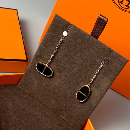 [CiCi]CHAINE VERSO BLACK CERAMIC EARRINGS