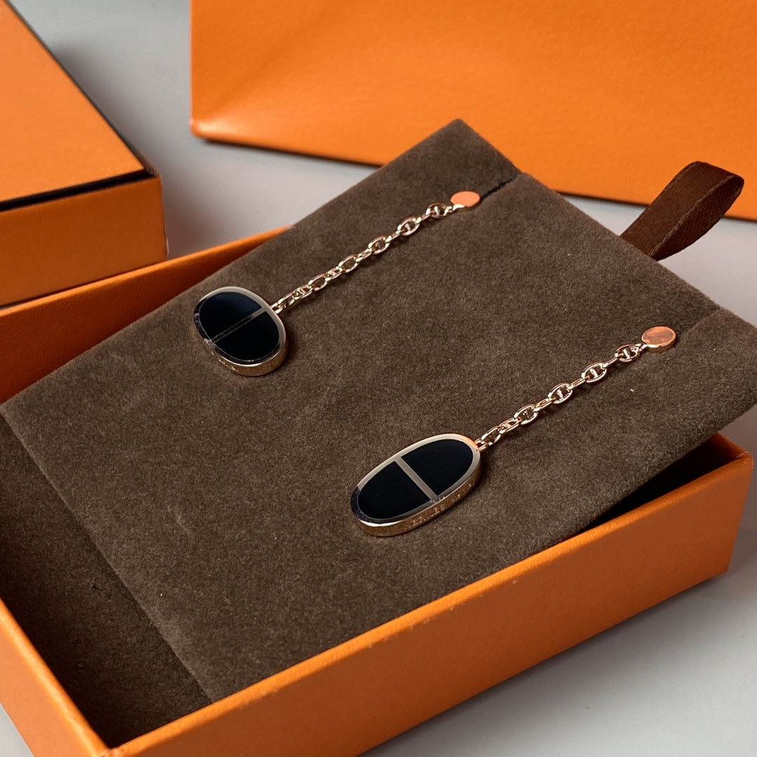 [CiCi]CHAINE VERSO BLACK CERAMIC EARRINGS