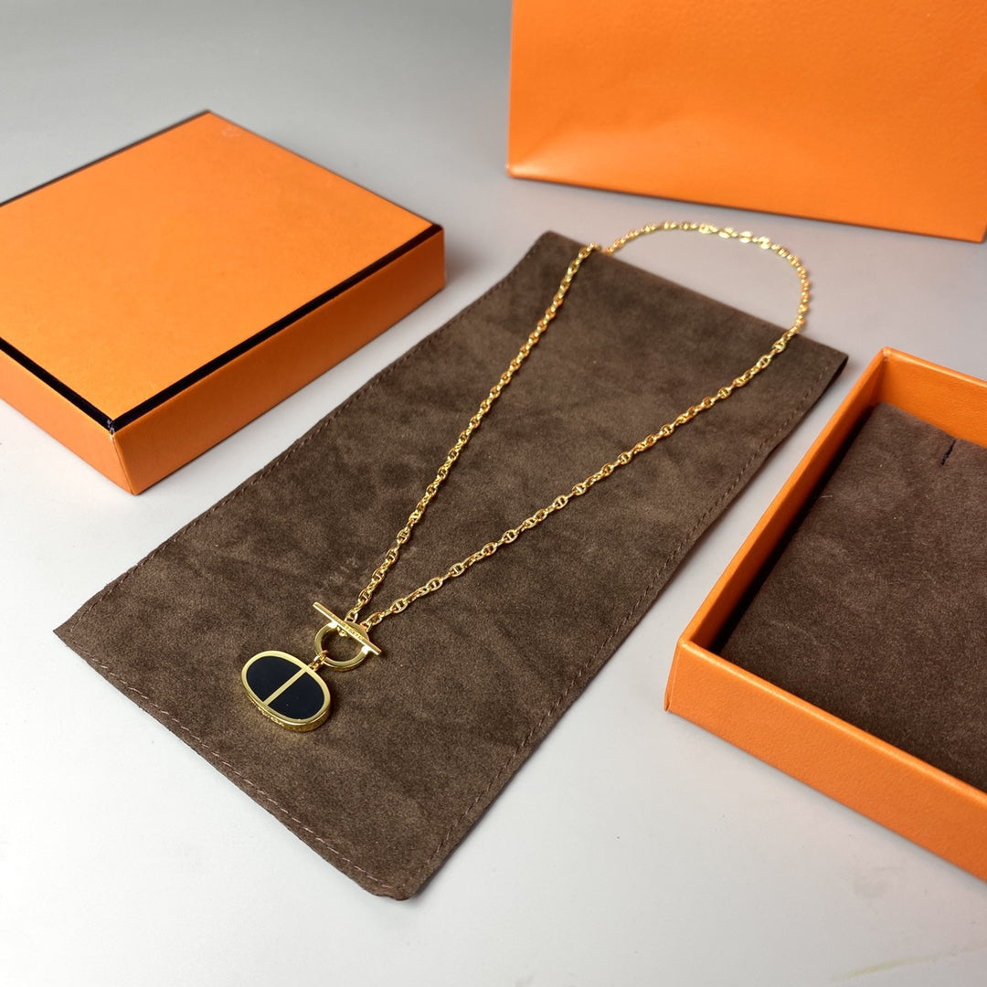 [CiCi]CHAINE VERSO BLACK CERAMIC NECKLACE